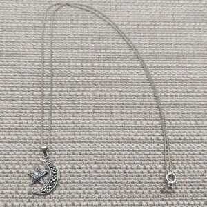 19 Inch Sterling Silver Blue Topaz Star And Marcasite Moon Necklace A6132